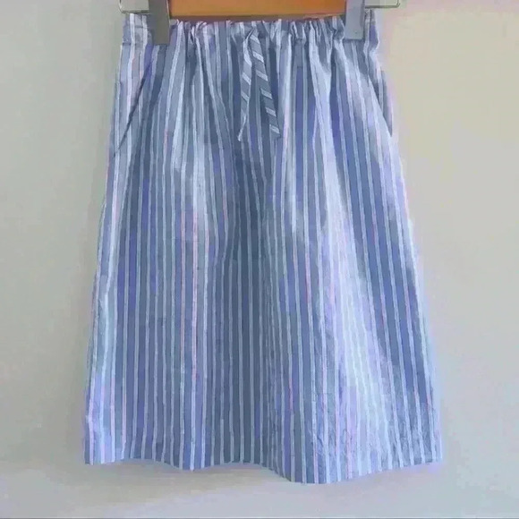 ZARA | Girl's  Blue/White Striped Cotton Blend Midi Skirt - Picture 4 of 7